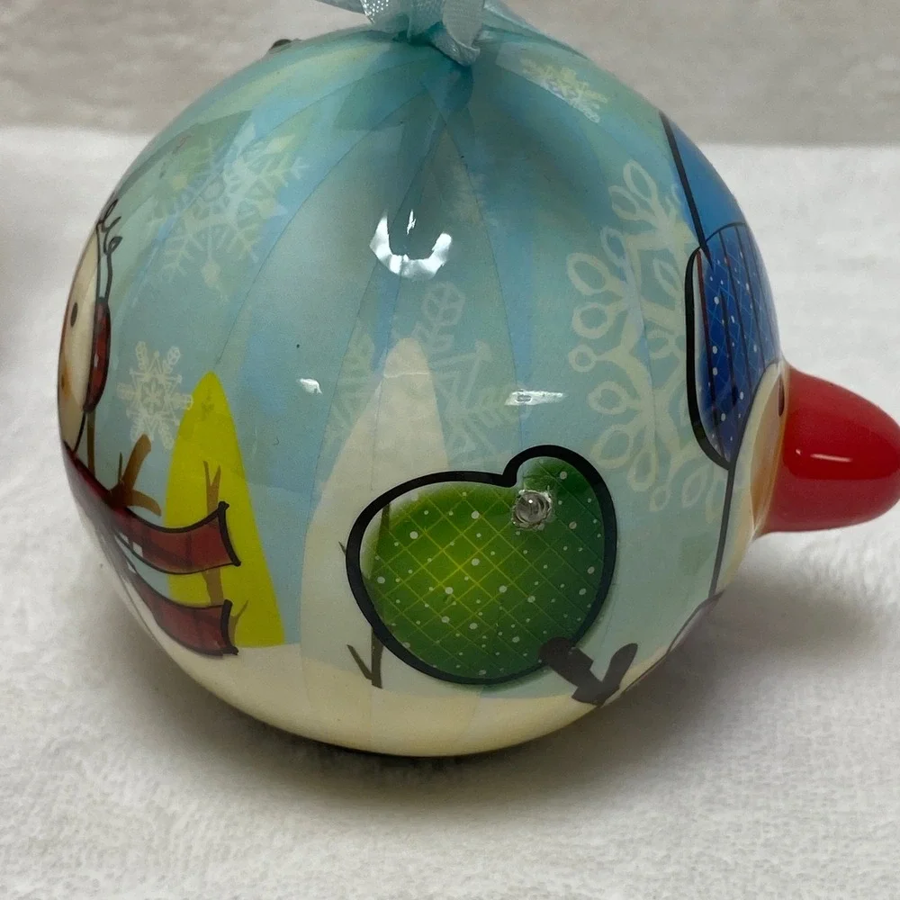 Twinkling Treasures Blinking Christmas Ornament Snowman Red Nose‎ Blue Hat Works